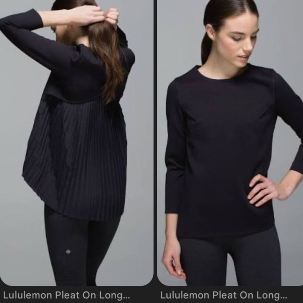 Lululemon Black Pleat On 7/8 Sleeve Shirt 6 Spacer Fabric Tailored Athleisure